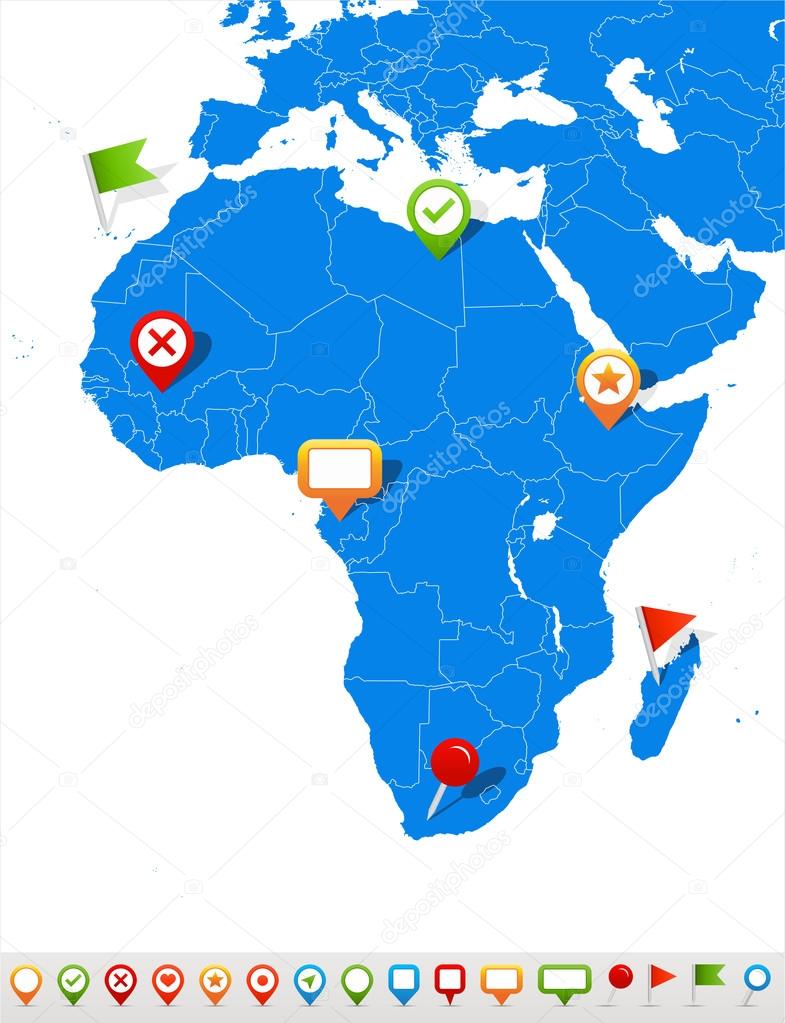 Africa map and navigation icons - Illustration.