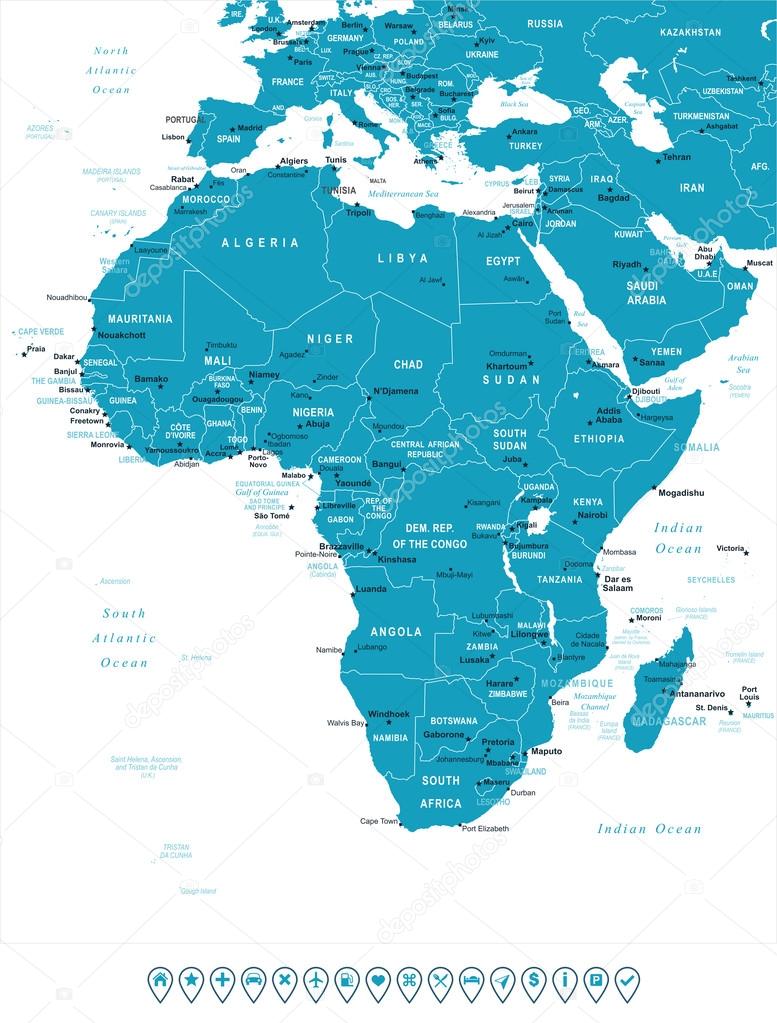 Africa - map and navigation labels - illustration.