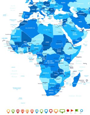 Afrika - harita ve navigasyon simgeler - illüstrasyon.