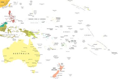 Australia and Oceania - map - illustration. clipart