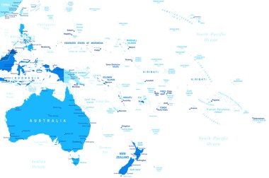 Avustralya ve Oceania - harita - illüstrasyon.