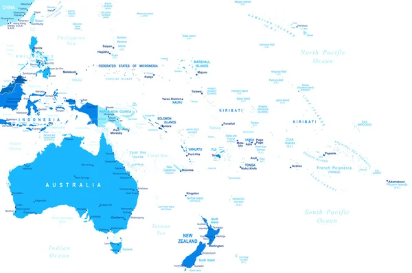 Austrália e Oceania - mapa - ilustração . — Vetor de Stock