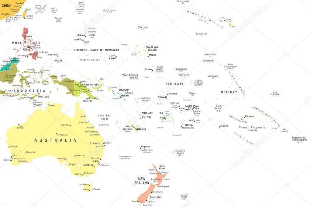 Australia and Oceania - map - illustration.