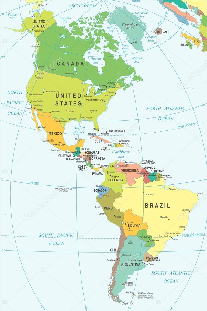 Kaart Noord En Zuid Amerika Kaart