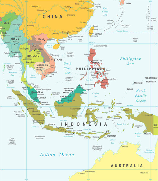 Southeast Asia - map - illustration.