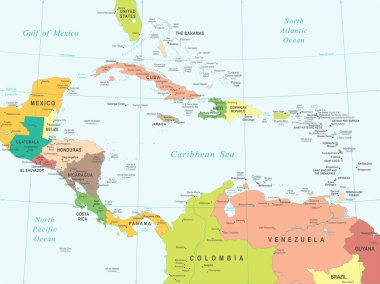 Central America - map - illustration. clipart