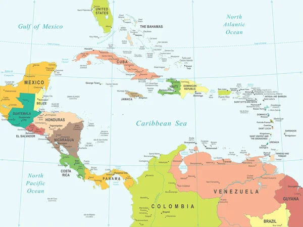 Central America - map - illustration. — Stock Vector