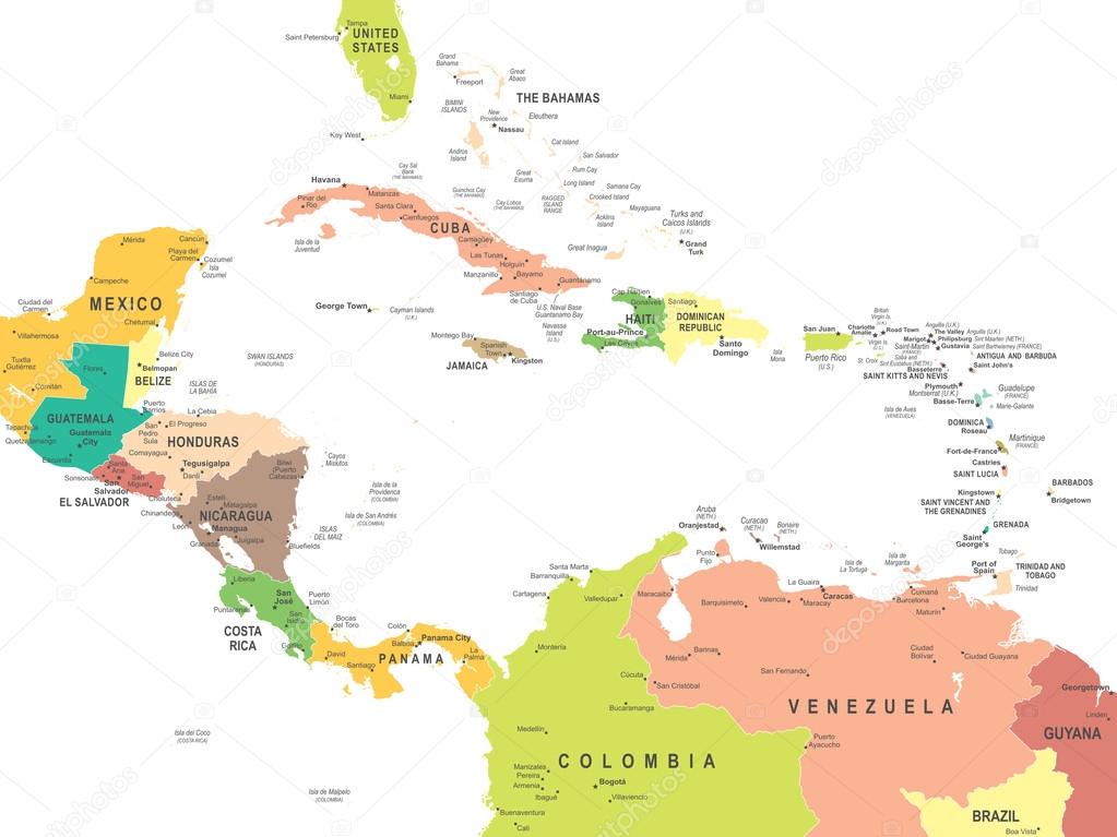 Central America - map - illustration.