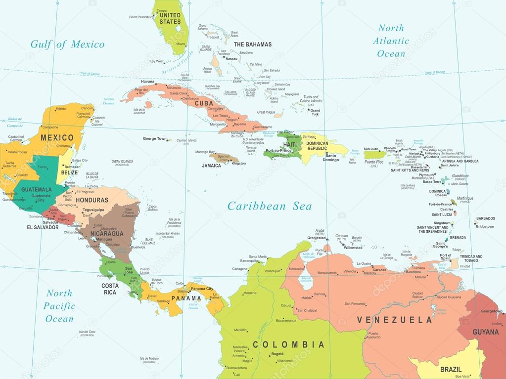 Central America - map - illustration.