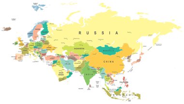 Eurasia - harita - illüstrasyon.