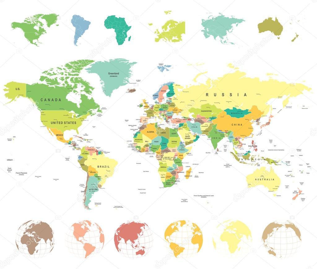 World Map and Globes - illustration.