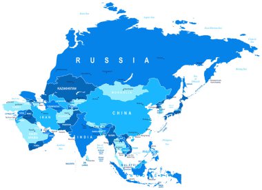 Asya - harita - illüstrasyon.