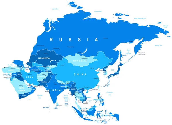 Asia - mapa - ilustración . — Vector de stock