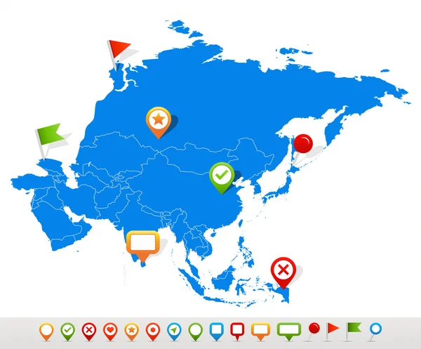 Asia - map and navigation icons - illustration. — Stock Vector ...