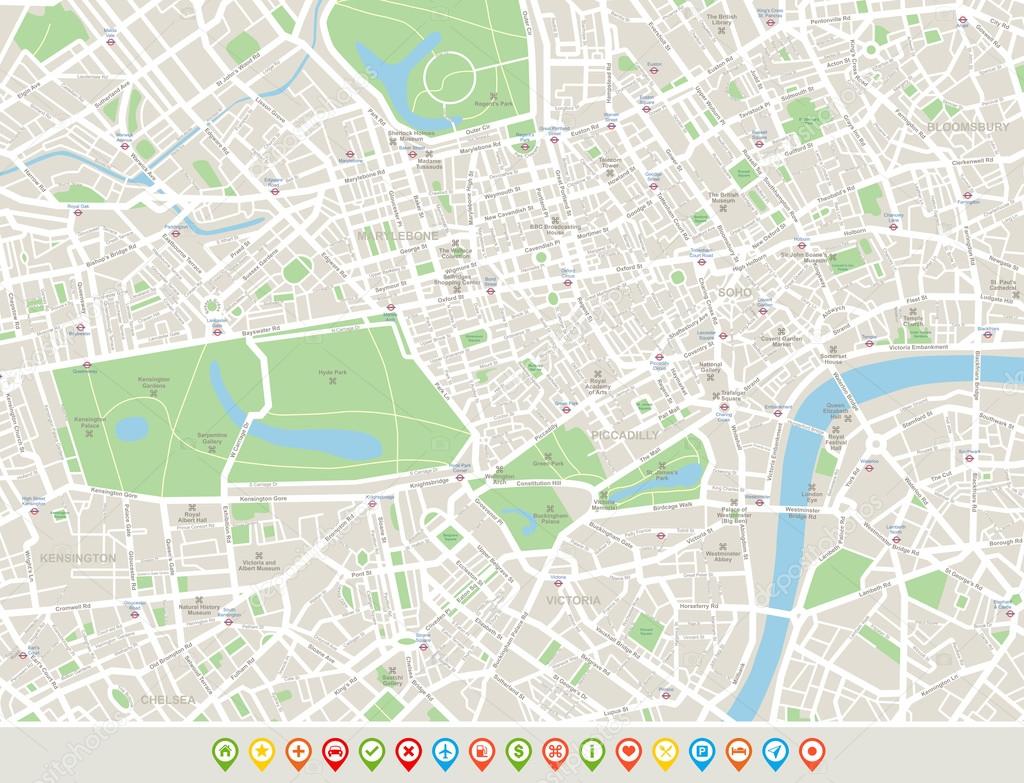 London Map and Navigation Icons.