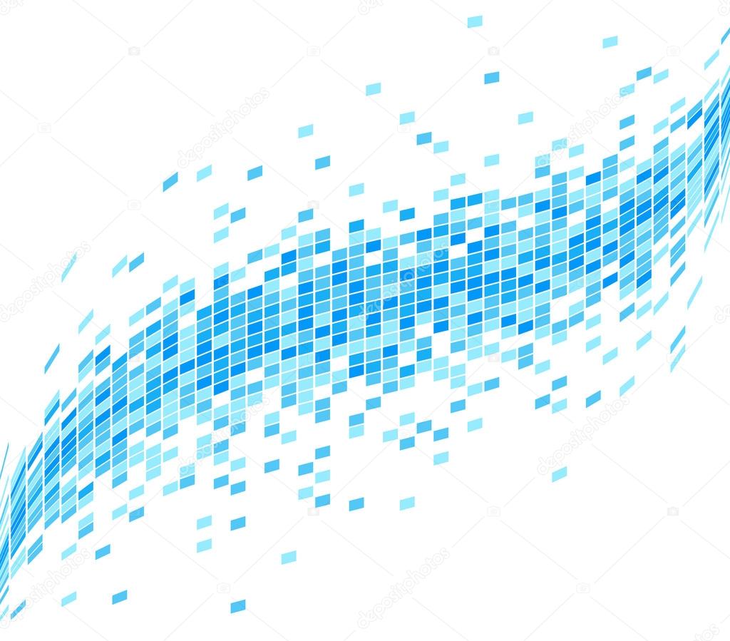 Abstract Blue Mosaic Wave Background - Illustration.