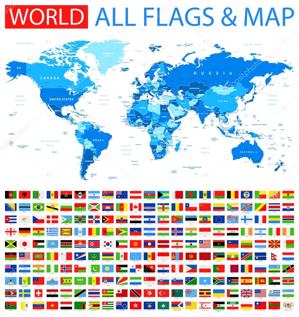 All Flags and World Map.