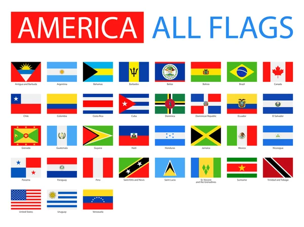 Banderas de América - Colección completa de vectores . — Vector de stock