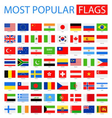 Most Popular Flags - Vector Collection. clipart