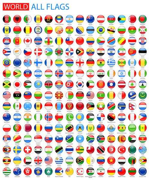 Блестящие векторные флаги всего мира
.