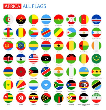 Düz yuvarlak bayraklar Afrika - tam vektör toplama.