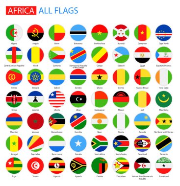 Flat Round Flags of Africa - Full Vector Collection. clipart