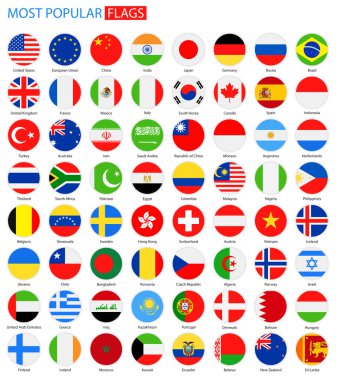 Koleksiyon en popüler bayraklar düz - vektör.