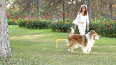 Kadın köpeğini rahatlatıcı