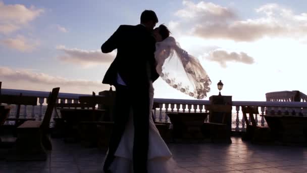 Recién casados bailando — Vídeos de Stock