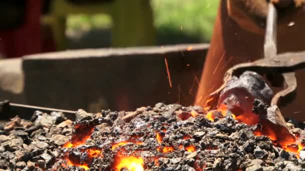 Processen för tillverkning av smidda metall rosor. — Stockvideo