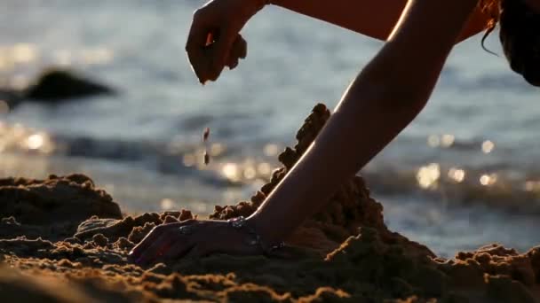 Slottet på stranden från Sand — Stockvideo