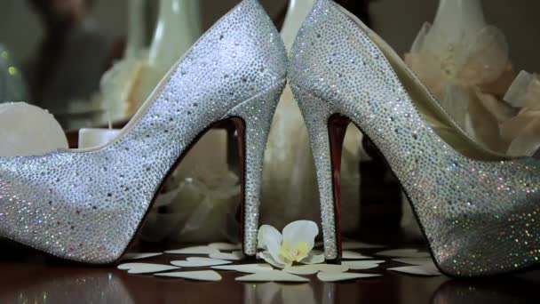 Bruiden bruiloft schoenen — Stockvideo