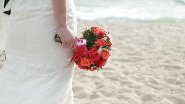 Newlyweds On A Beach — Stock Video