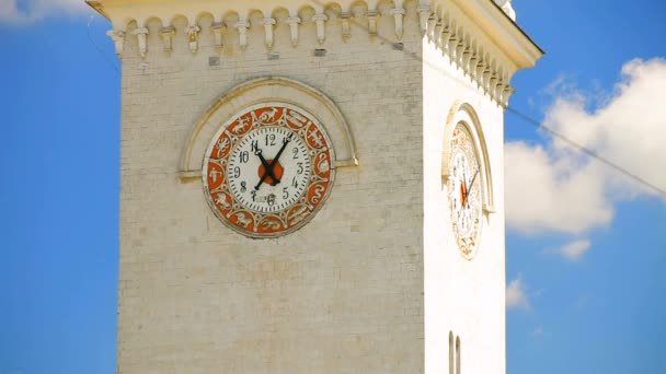 Clock Tower At Railway Station, Simferopol — Stock Video