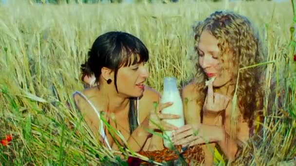 Brot und Milch — Stockvideo