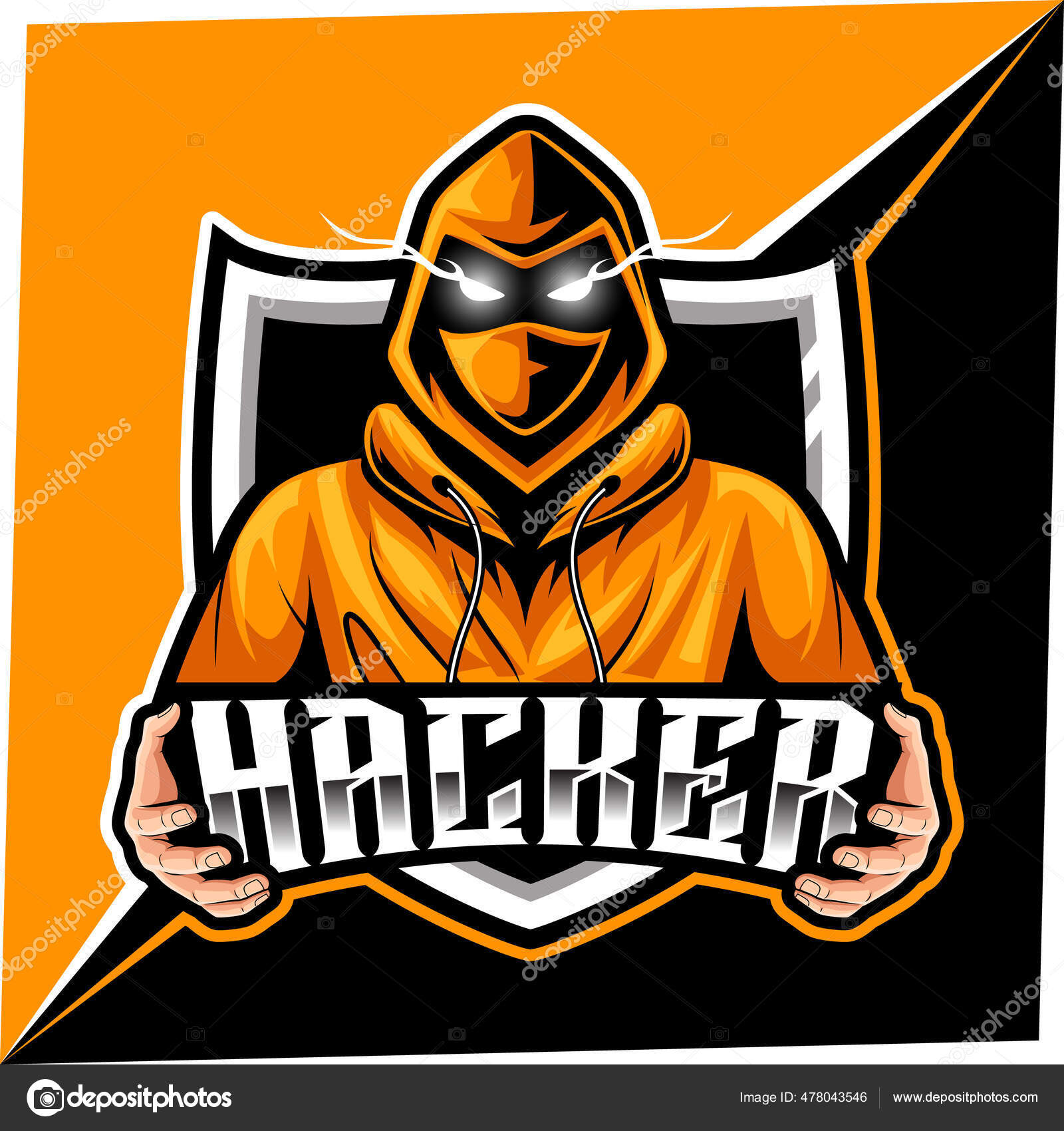 Modelo de logotipo para jogos hacker mascot para esports streamer facebook