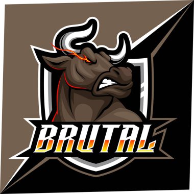 Spor ve esport logo vektör illüstrasyonu için boğa esport maskotu