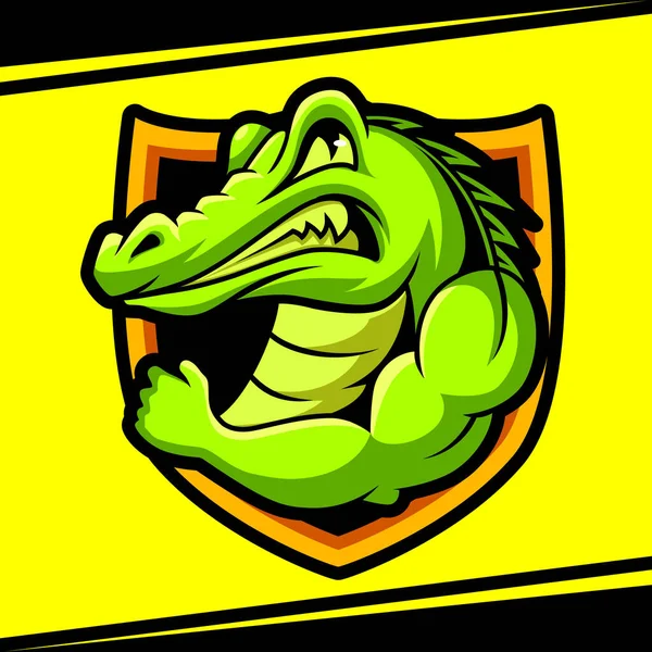 Alligator Starke Maskottchen Esport Logo Vektor Illustration — Stockvektor