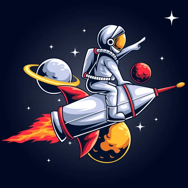 Space Astronaut Drive Rocket Tour Vector Illustration — Stock Vector