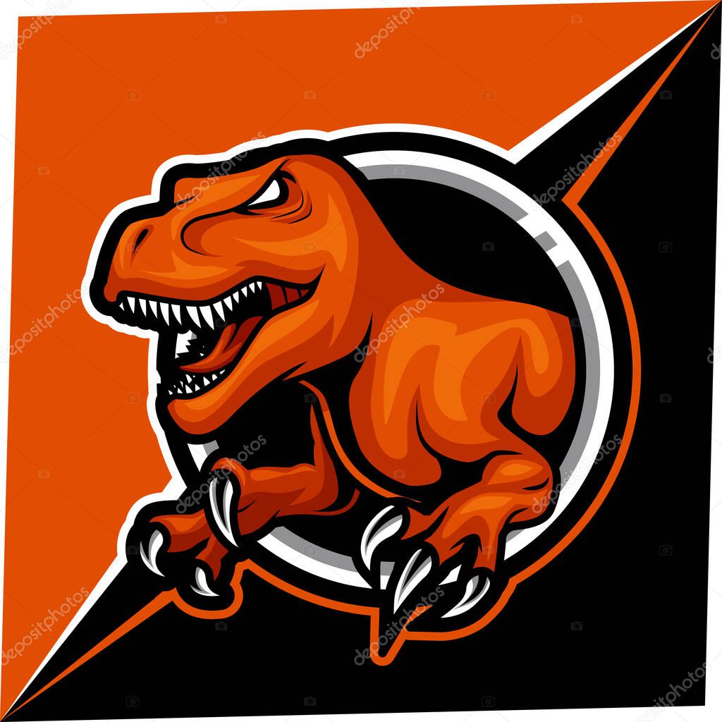 T rex mascot for sports and esports logo vector illustration