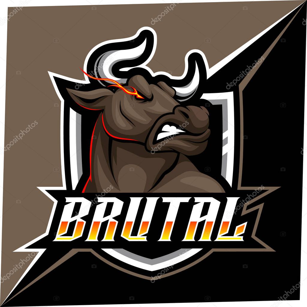 Bull esport mascot for sports and esports logo vector illustration