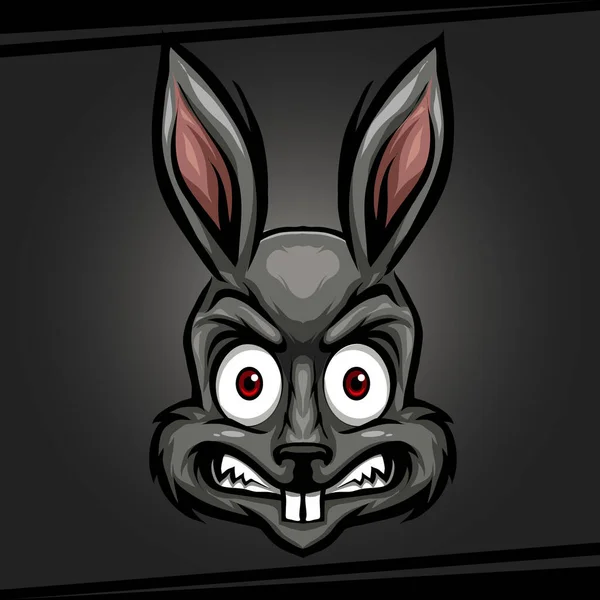 Spor ve esport logo vektör illüstrasyonu için baş tavşan kızgın hayvan maskotu
