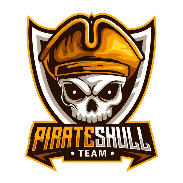 Kopf Piratenkopf Tier Maskottchen Für Sport Und Sport Logo Vektor — Stockvektor