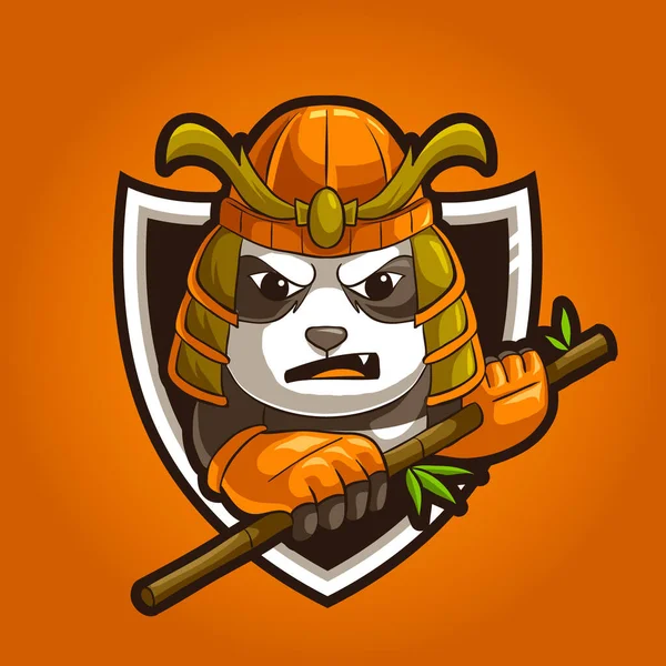 Panda Arrabbiato Personaggio Mascotte Ronin — Vettoriale Stock