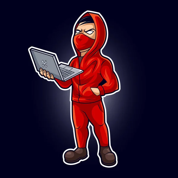 Hacker Mascota Vector Ilustración — Vector de stock