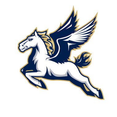 Dinamik Poz 'da Görkemli Kanatlı Efsanevi Pegasus Kanatlı At Maskotu