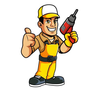 Matkap Uyarlayan İnşaat İşçisi, Yetenekli Profesyonel Çizgi Film Karakteri