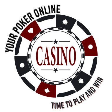 Poker logosu, poker kulübü, kumarhane ve beyaz arka planda şampiyonluk vektörü illüstrasyonları için klasik amblemleri.