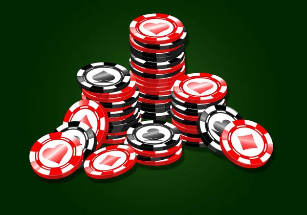 Conjunto Vetores Fichas Jogos Poker Vermelho Preto Moedas Fichas Casino —  Vetores de Stock