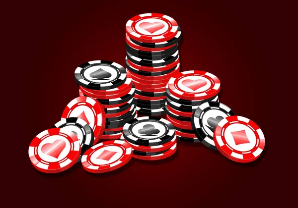 Červené Černé Poker Herní Žetony Vektorové Set Kasinové Žetony Mince — Stockový vektor